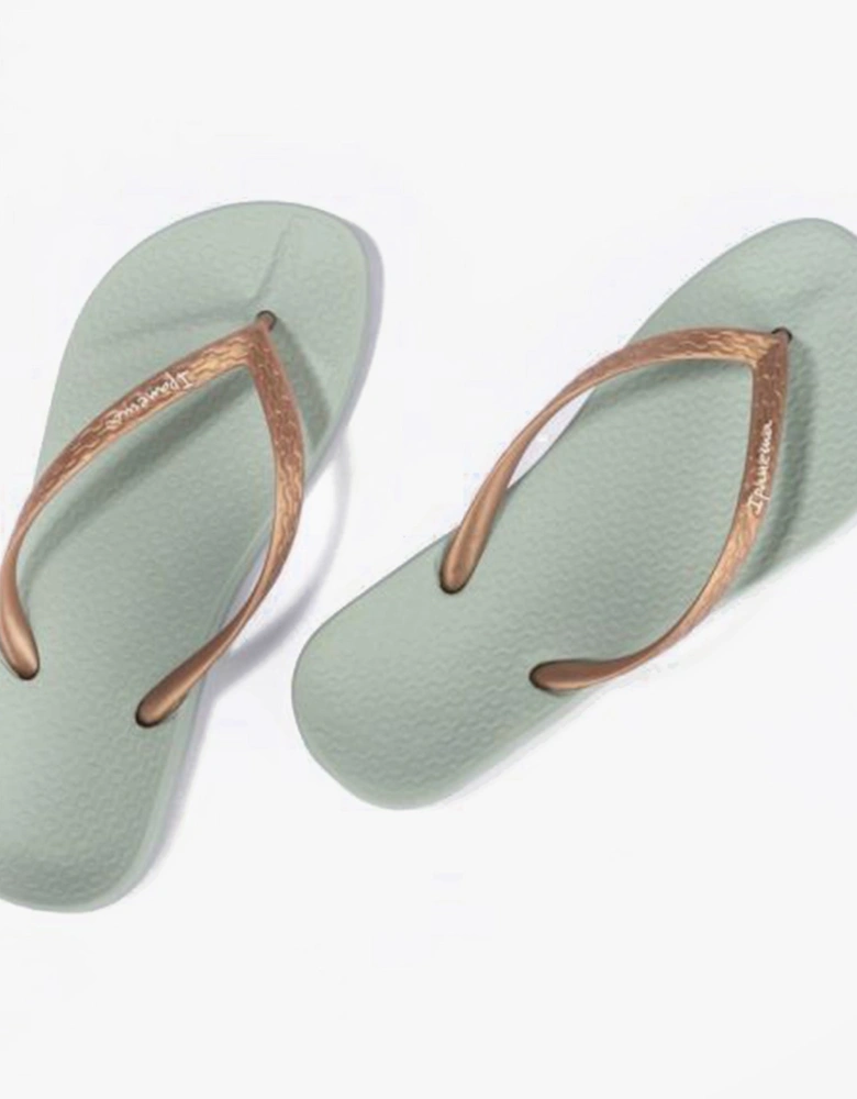 ANATOMICA TAN Womens Flip Flops Gold Mint