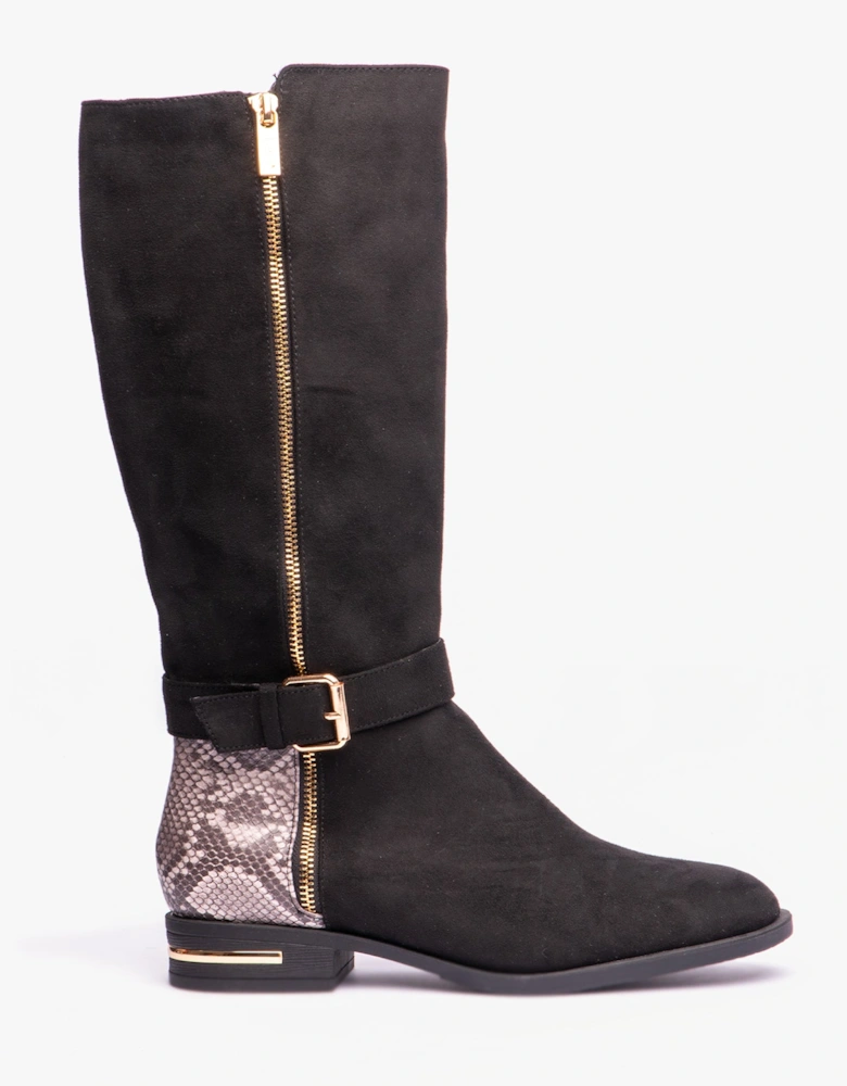 HARPER Womens Boots Black Microfibre/Snake