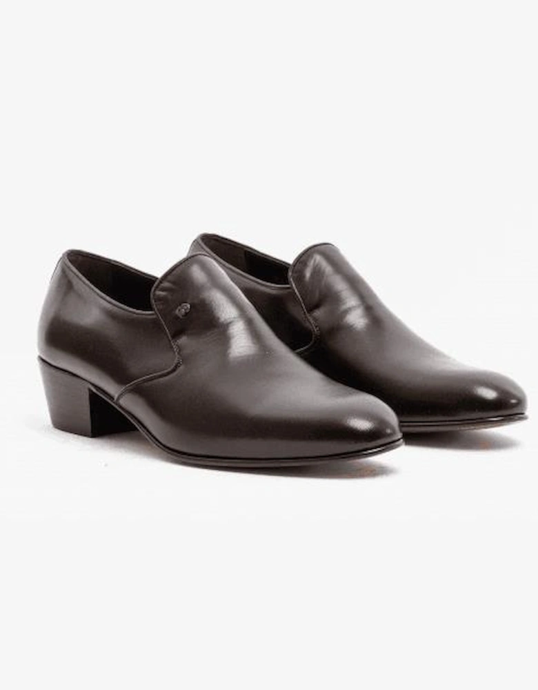 BILBAO Mens Soft Leather Plain Cuban Heel Shoes Dark Brown