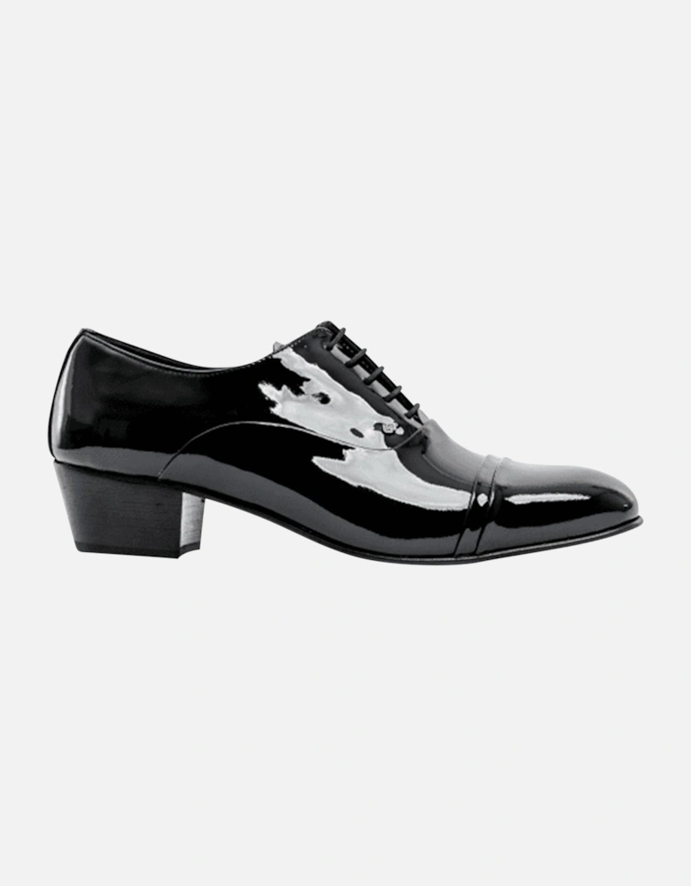 CORDOBA Mens Patent Leather Lace Up Cuban Heel Oxford Shoes Black
