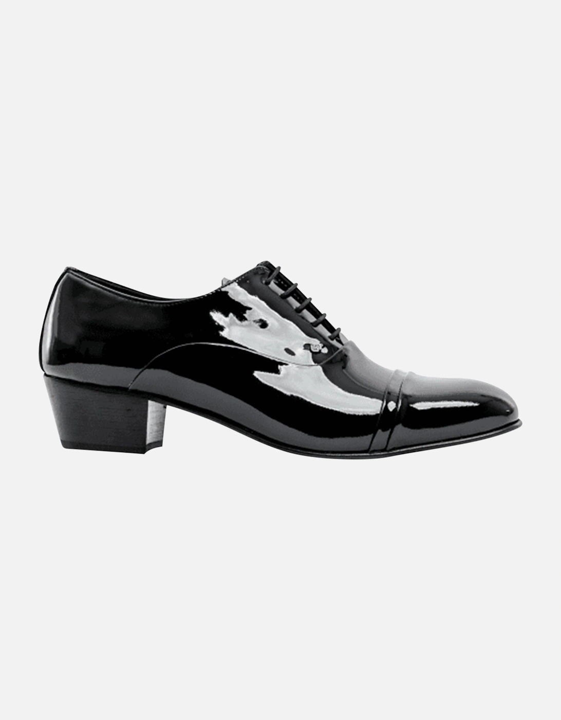 CORDOBA Mens Patent Leather Lace Up Cuban Heel Oxford Shoes Black