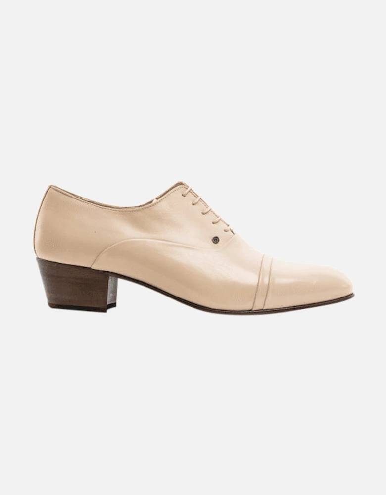 CORDOBA Mens Soft Leather Lace Up Cuban Heel Oxford Shoes Ivory