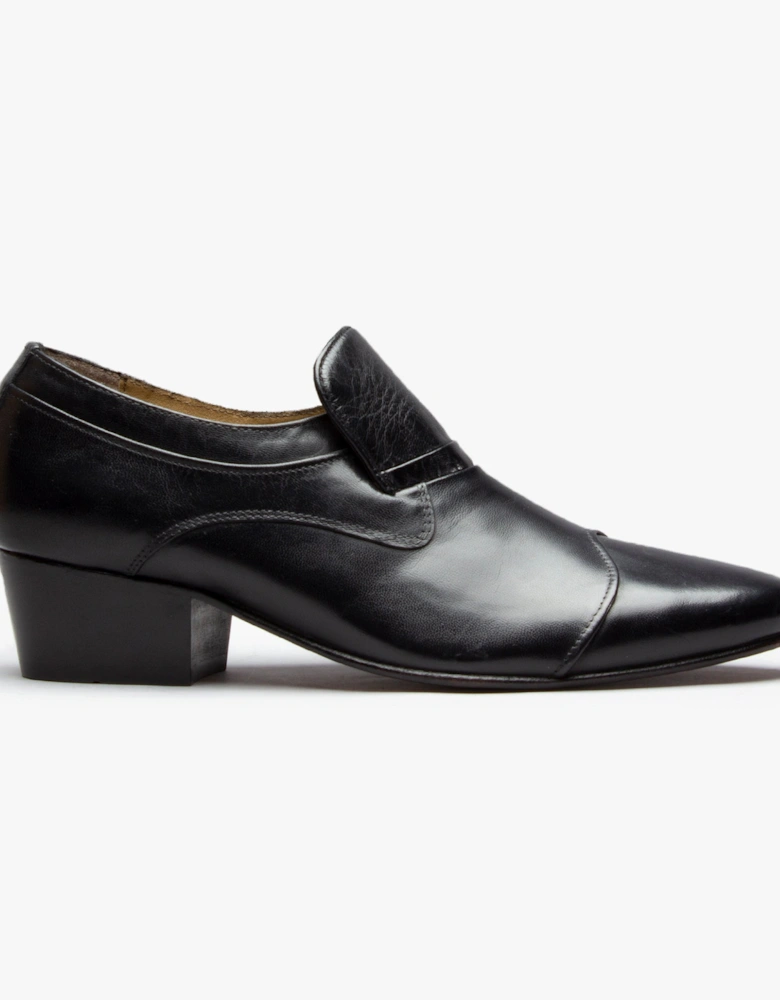 CARLUCCIO Mens Leather Cuban Heel Shoes Black