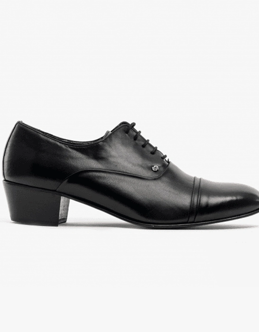 CORDOBA Mens Soft Leather Lace-Up Cuban Heel Oxford Shoes Black, 10 of 9