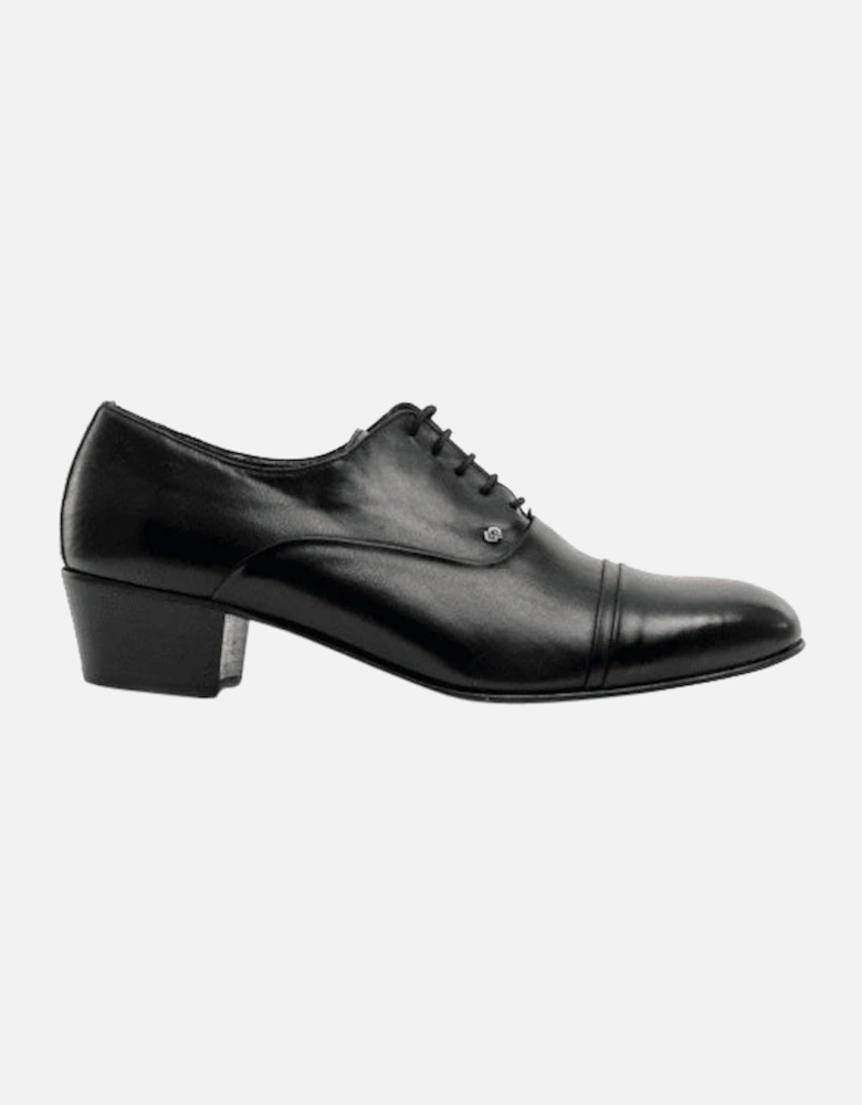 CORDOBA Mens Soft Leather Lace-Up Cuban Heel Oxford Shoes Black