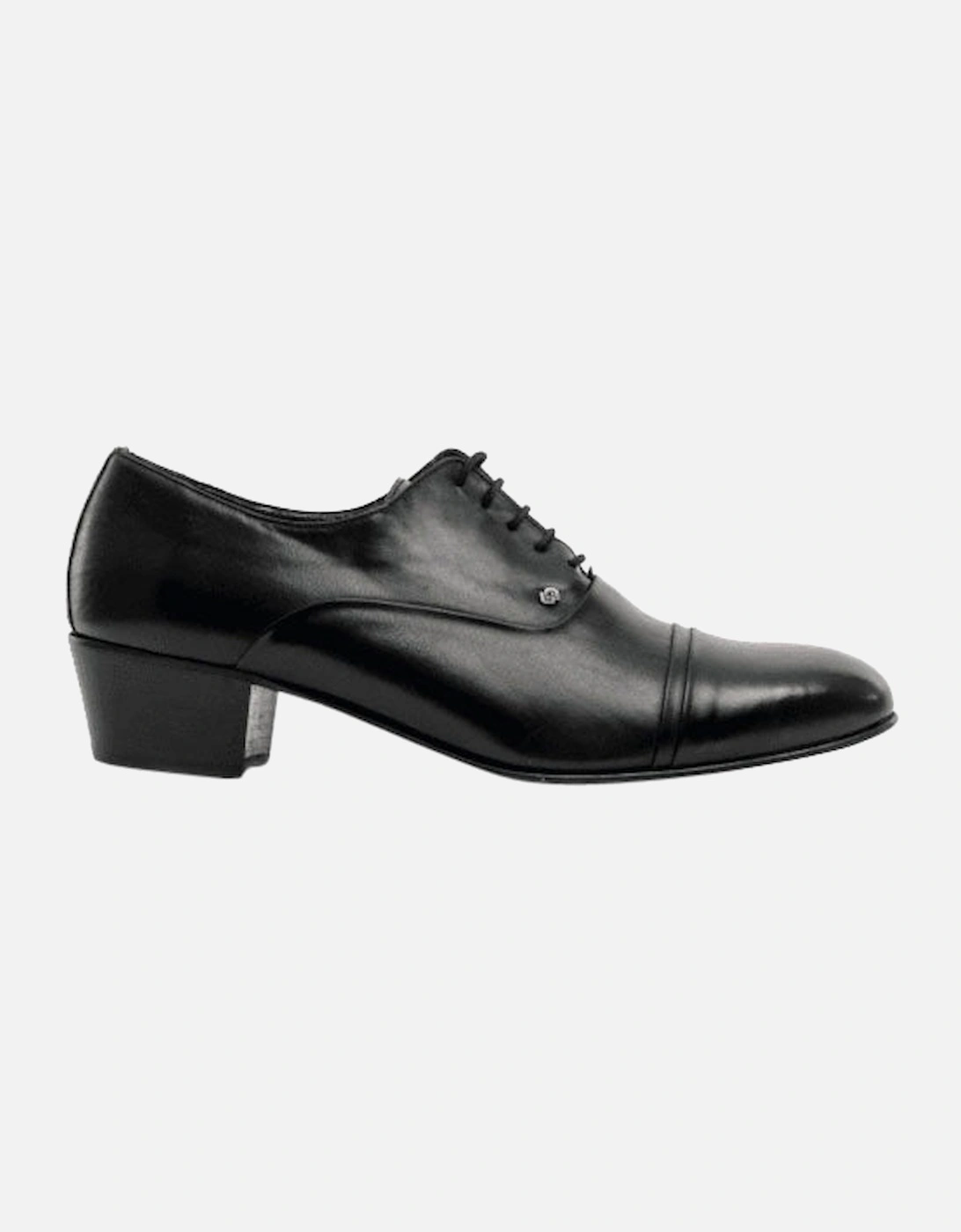 CORDOBA Mens Soft Leather Lace-Up Cuban Heel Oxford Shoes Black