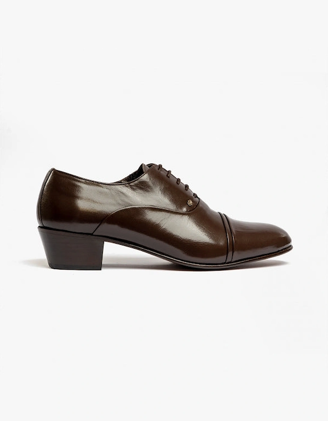 CORDOBA Mens Soft Leather Lace-Up Cuban Heel Oxford Shoes Dark Brown, 12 of 11