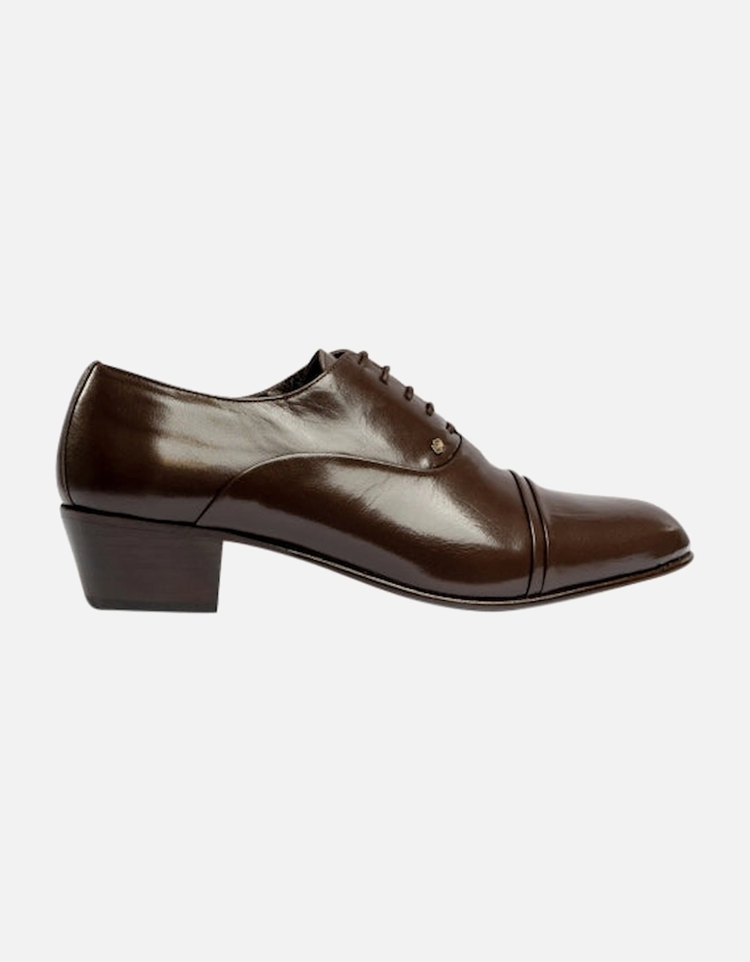 CORDOBA Mens Soft Leather Lace-Up Cuban Heel Oxford Shoes Dark Brown