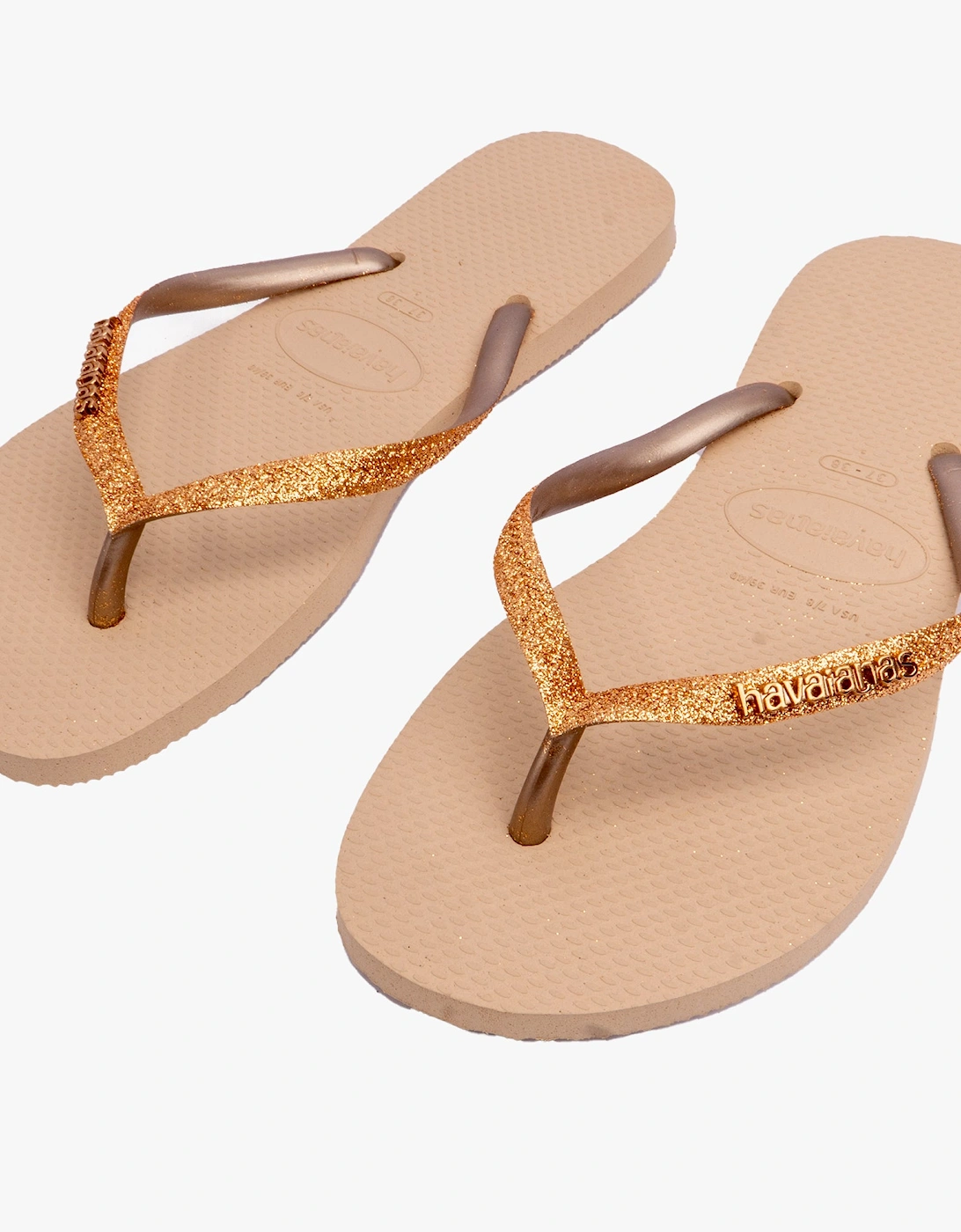 SLIM GLITTER II Womens Flip-Flop Sandals Sand/Golden Light Metallic