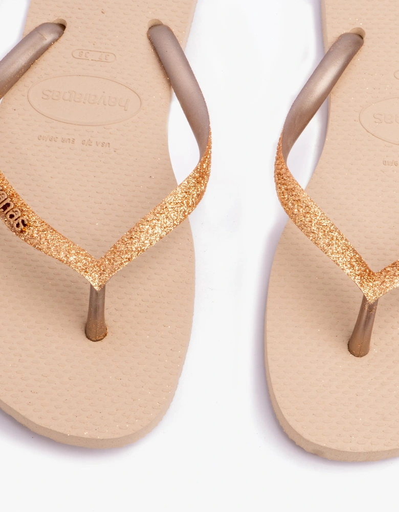 SLIM GLITTER II Womens Flip-Flop Sandals Sand/Golden Light Metallic