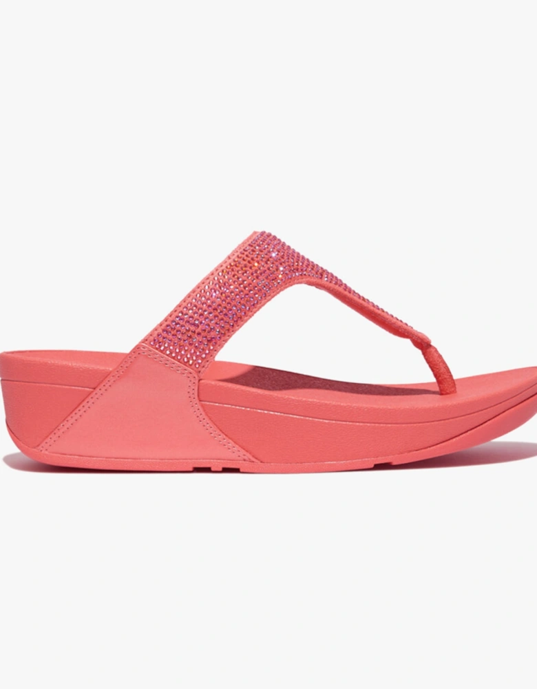 LULU CRYSTAL Womens Toe Post Rosy Coral