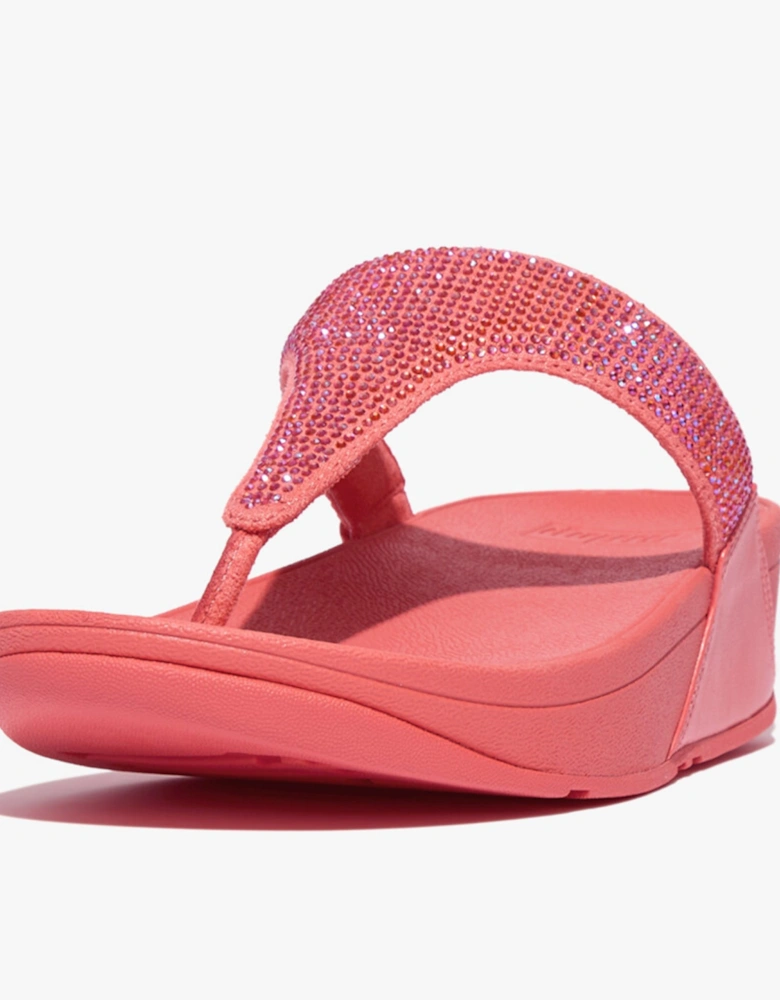 LULU CRYSTAL Womens Toe Post Rosy Coral