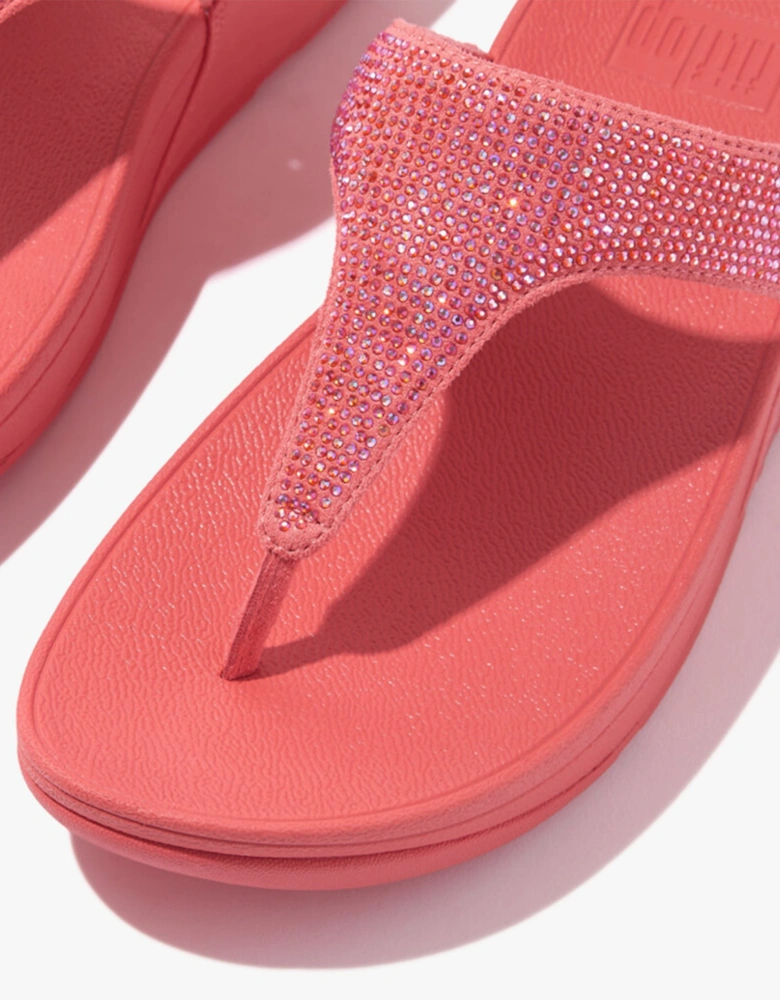 LULU CRYSTAL Womens Toe Post Rosy Coral