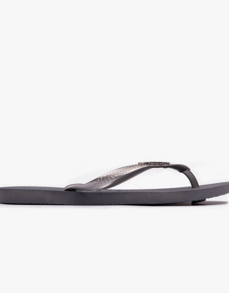 SLIM LOGO METALLIC Womens Flip-Flop Sandals Steel Grey