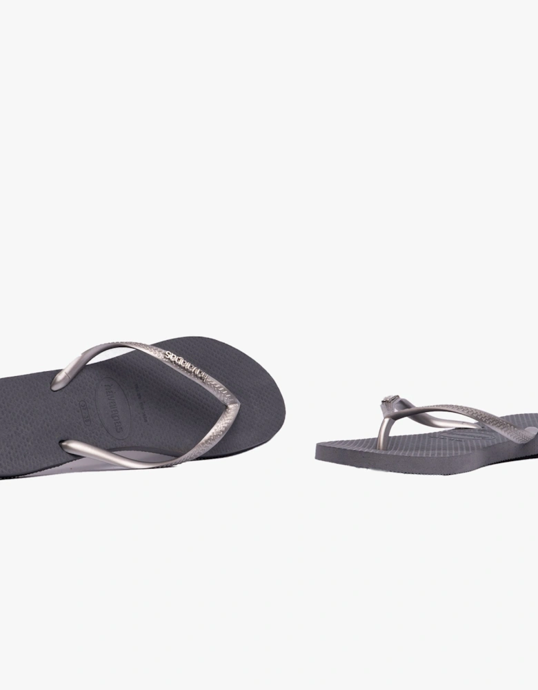 SLIM LOGO METALLIC Womens Flip-Flop Sandals Steel Grey