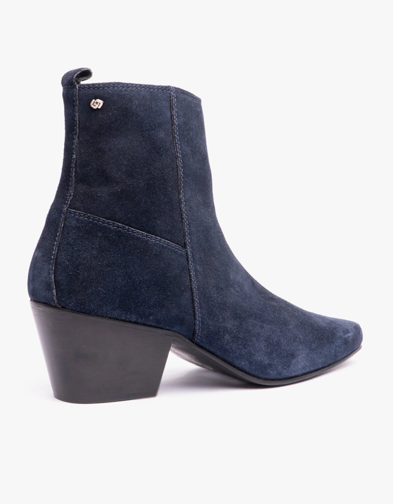 LENNON Mens Cuban Heel Boots Navy Suede