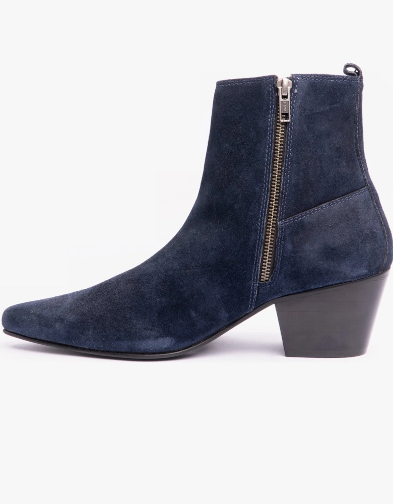 LENNON Mens Cuban Heel Boots Navy Suede