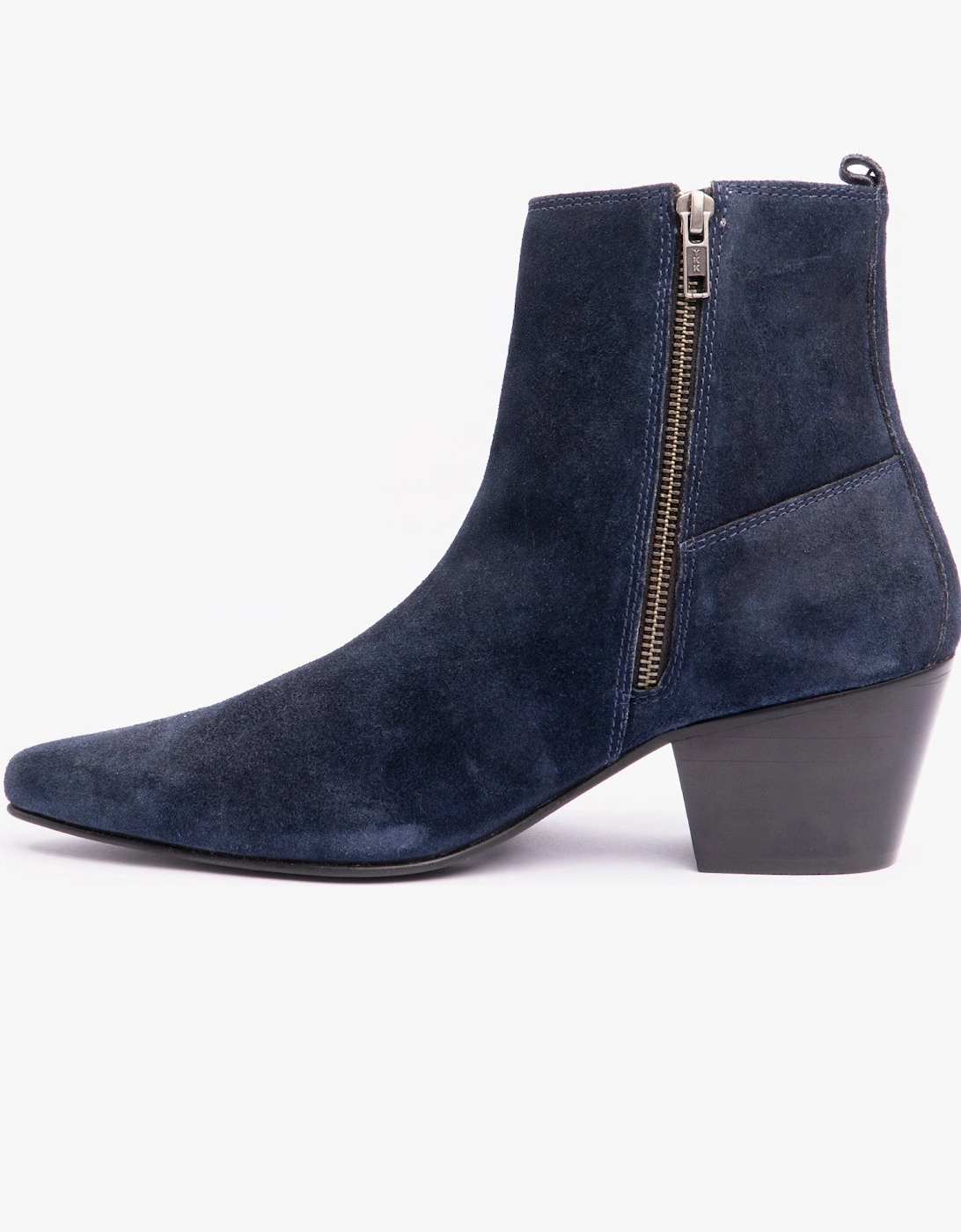 LENNON Mens Cuban Heel Boots Navy Suede