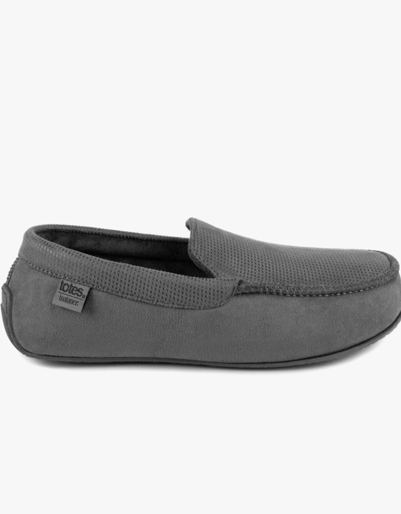 Isotoner SQUARE PATTERNED SMART MOCCASIN Mens Moccasin Slippers Grey