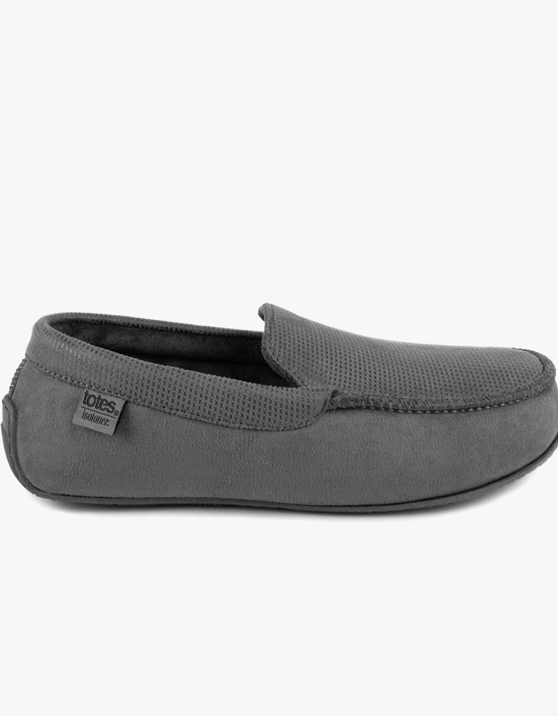 Isotoner SQUARE PATTERNED SMART MOCCASIN Mens Moccasin Slippers Grey, 8 of 7