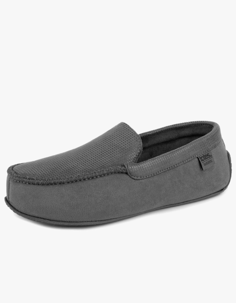 Isotoner SQUARE PATTERNED SMART MOCCASIN Mens Moccasin Slippers Grey