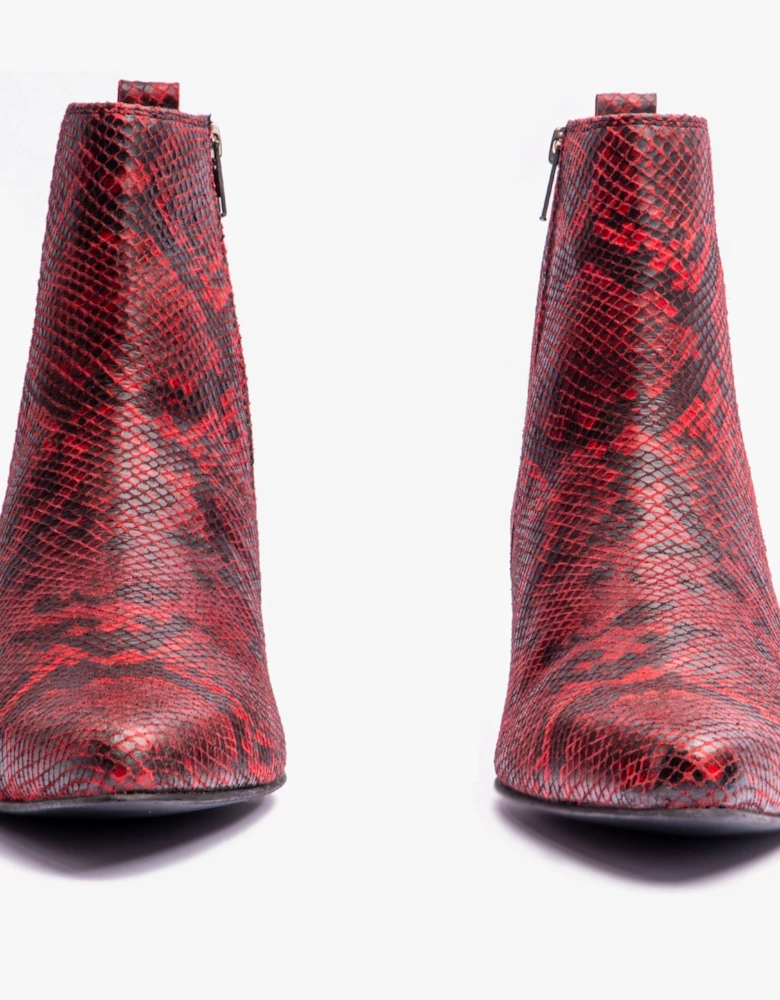 LENNON Mens Cuban Heel Boots Red Snake