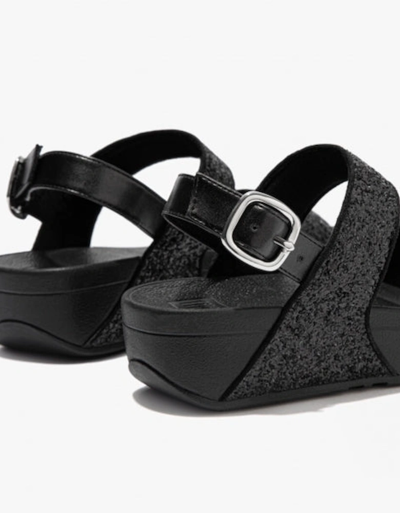 LULU GLITTER Womens Back-Strap Sandals Black Glitter