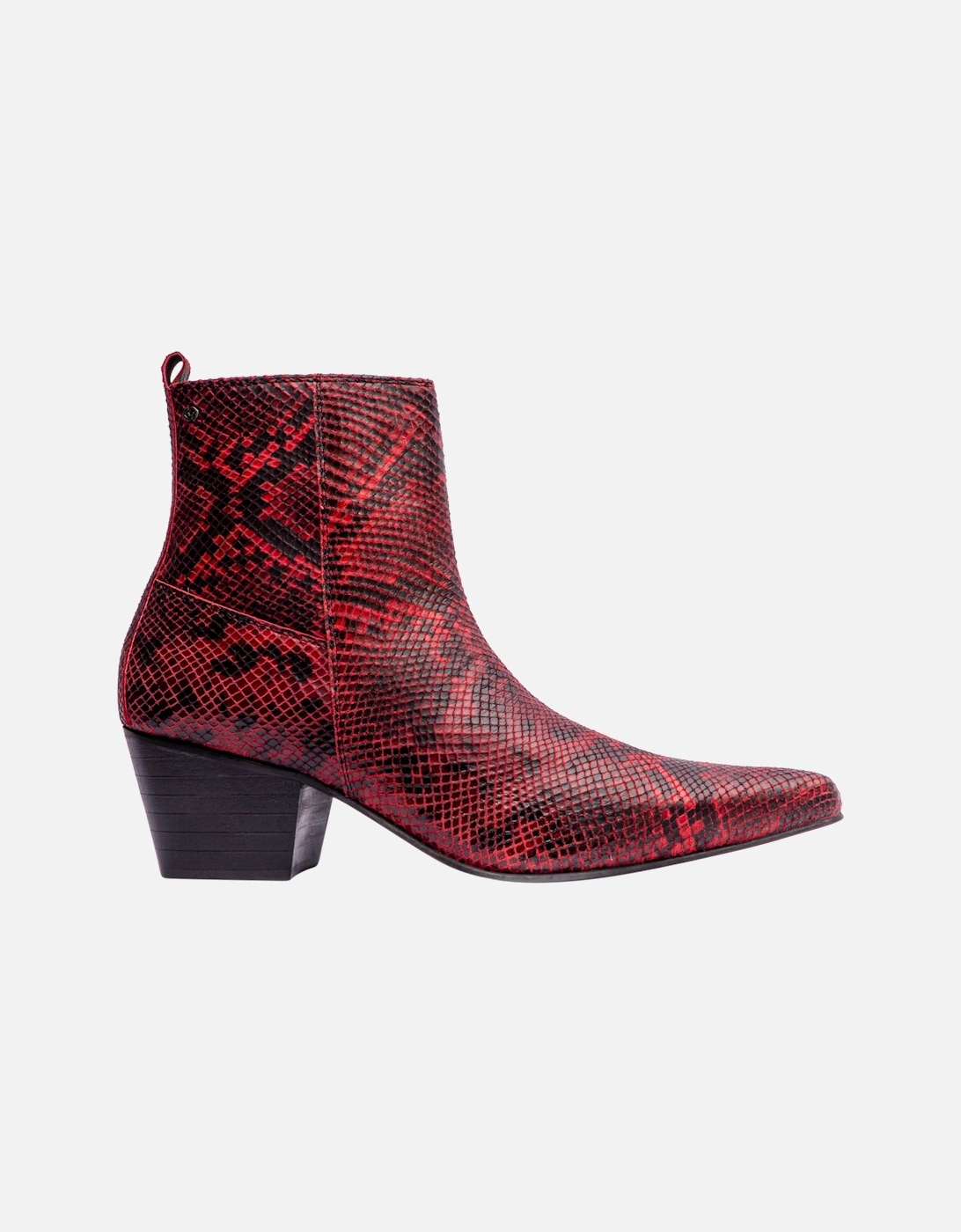 LENNON Mens Cuban Heel Boots Red Snake