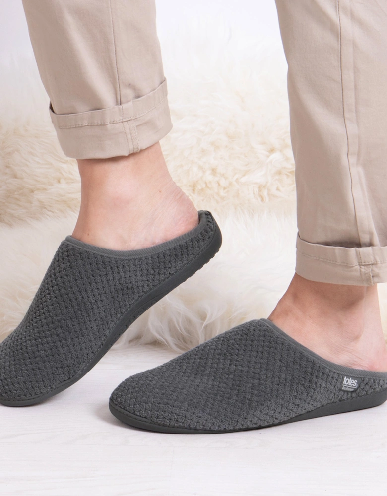 Isotoner SWEPT BACK POPCORN MULE Mens Mule Slippers Grey