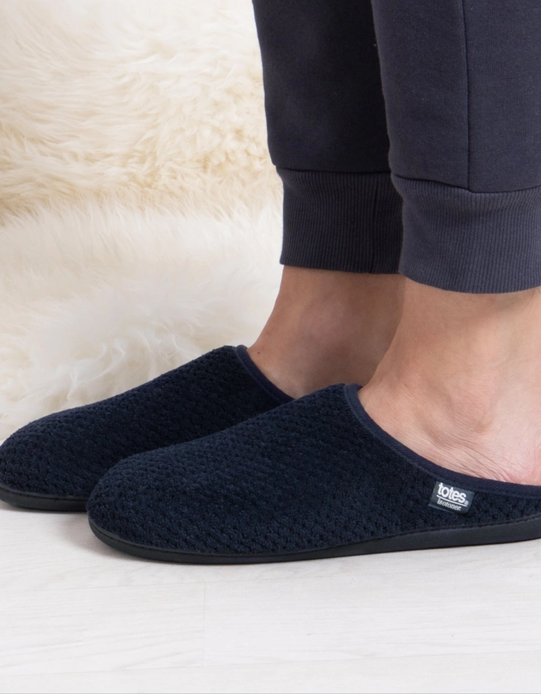 Isotoner SWEPT BACK POPCORN MULE Mens Mule Slippers Navy