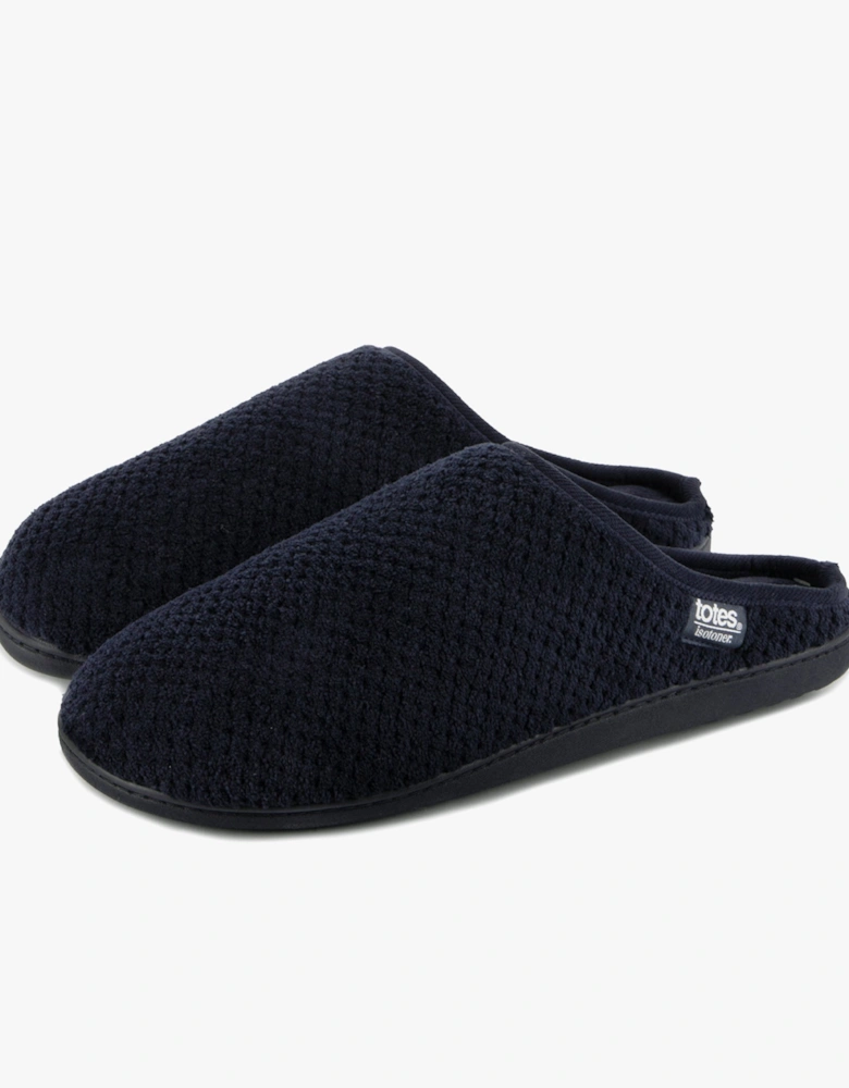 Isotoner SWEPT BACK POPCORN MULE Mens Mule Slippers Navy