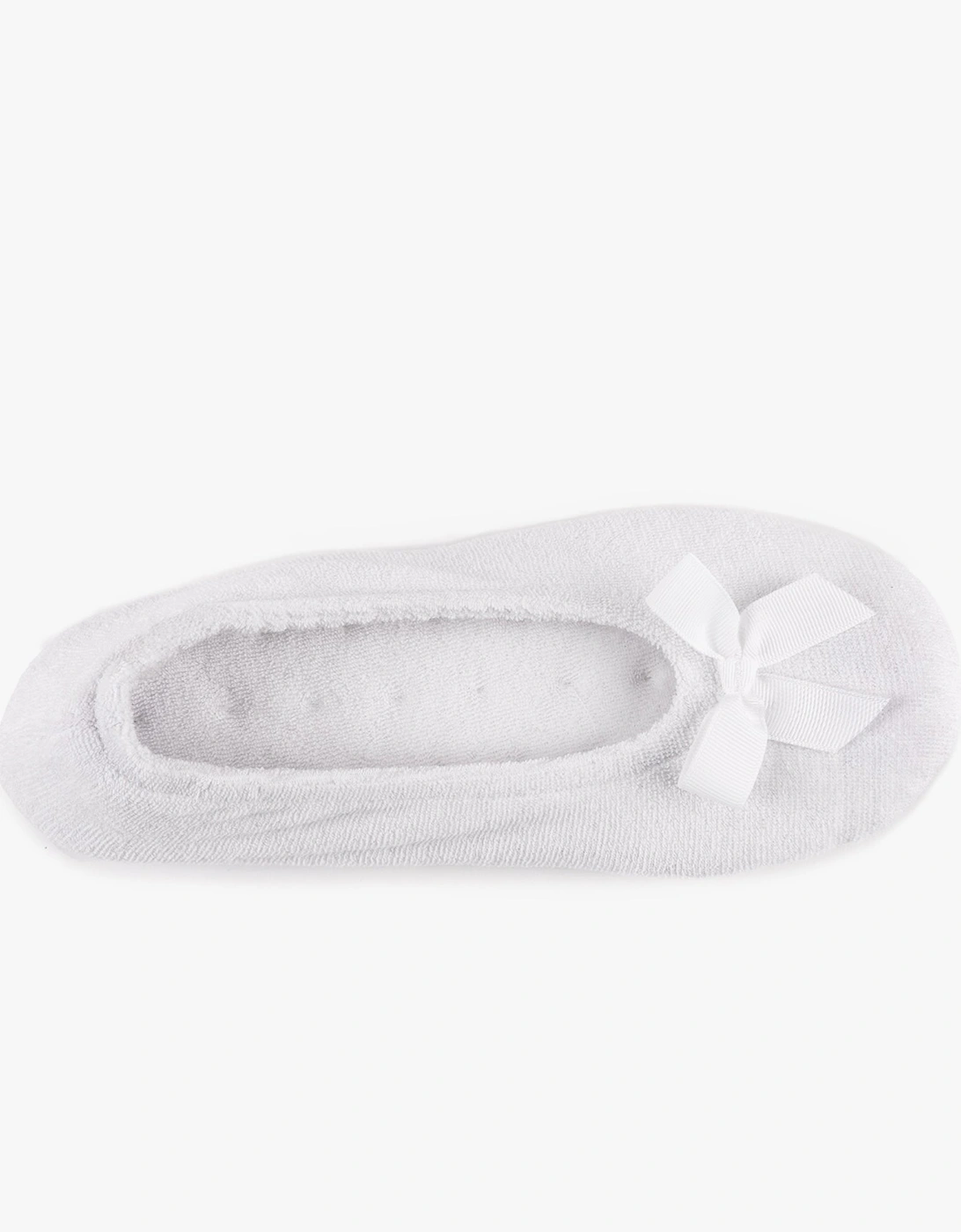 Isotoner TERRY BALLET WITH BOW Womens Ballet Slippers White