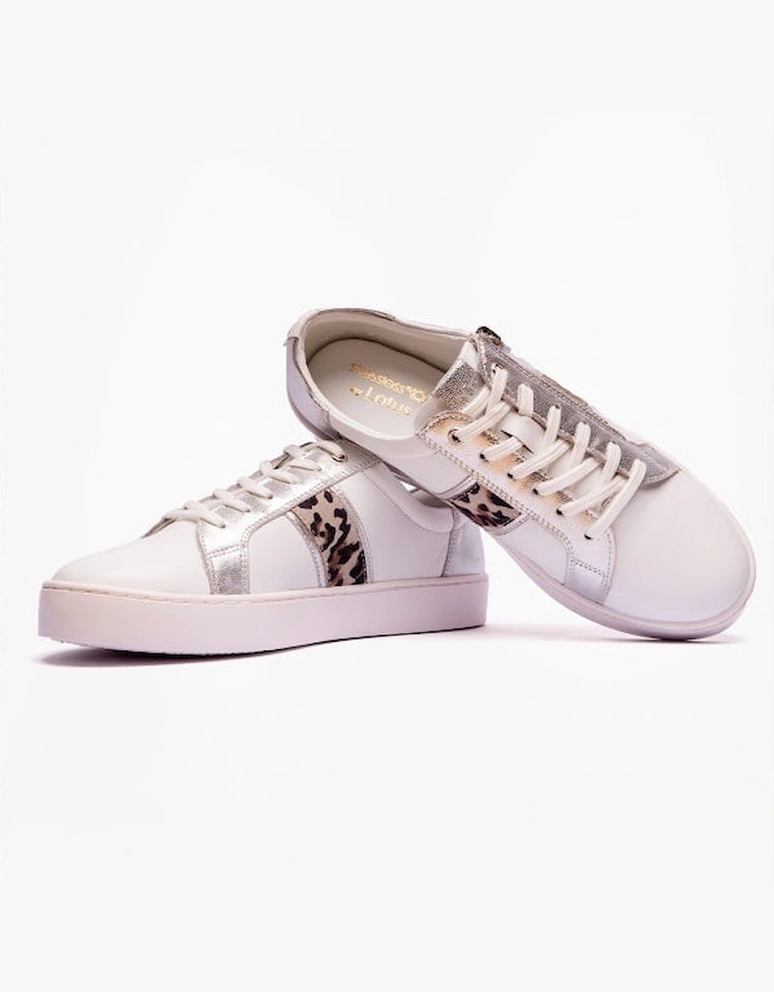 SAHARA Womens Casual Trainers White/Leopard