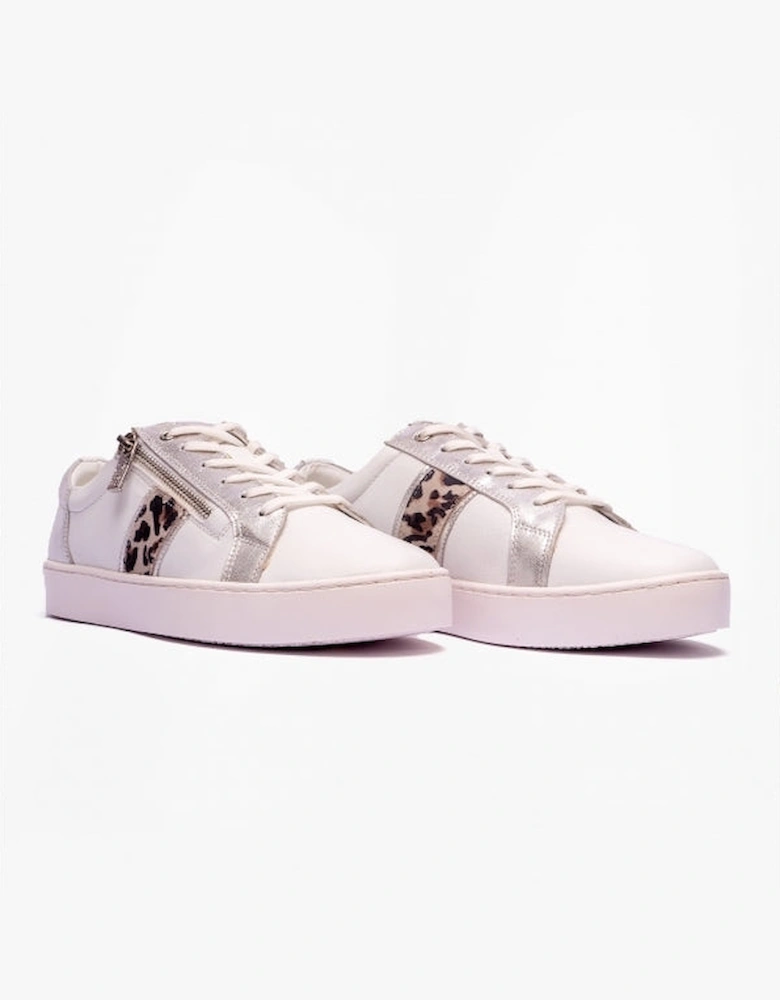 SAHARA Womens Casual Trainers White/Leopard