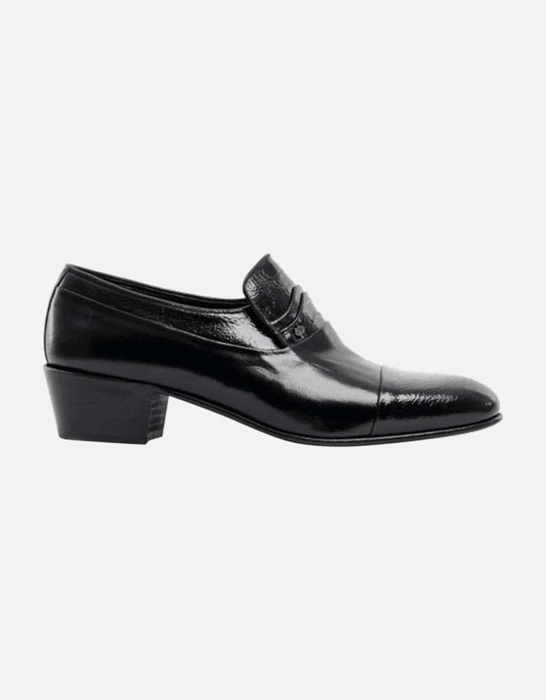 VALENCIA Mens Soft Leather Reptile Cuban Heel Shoes Black