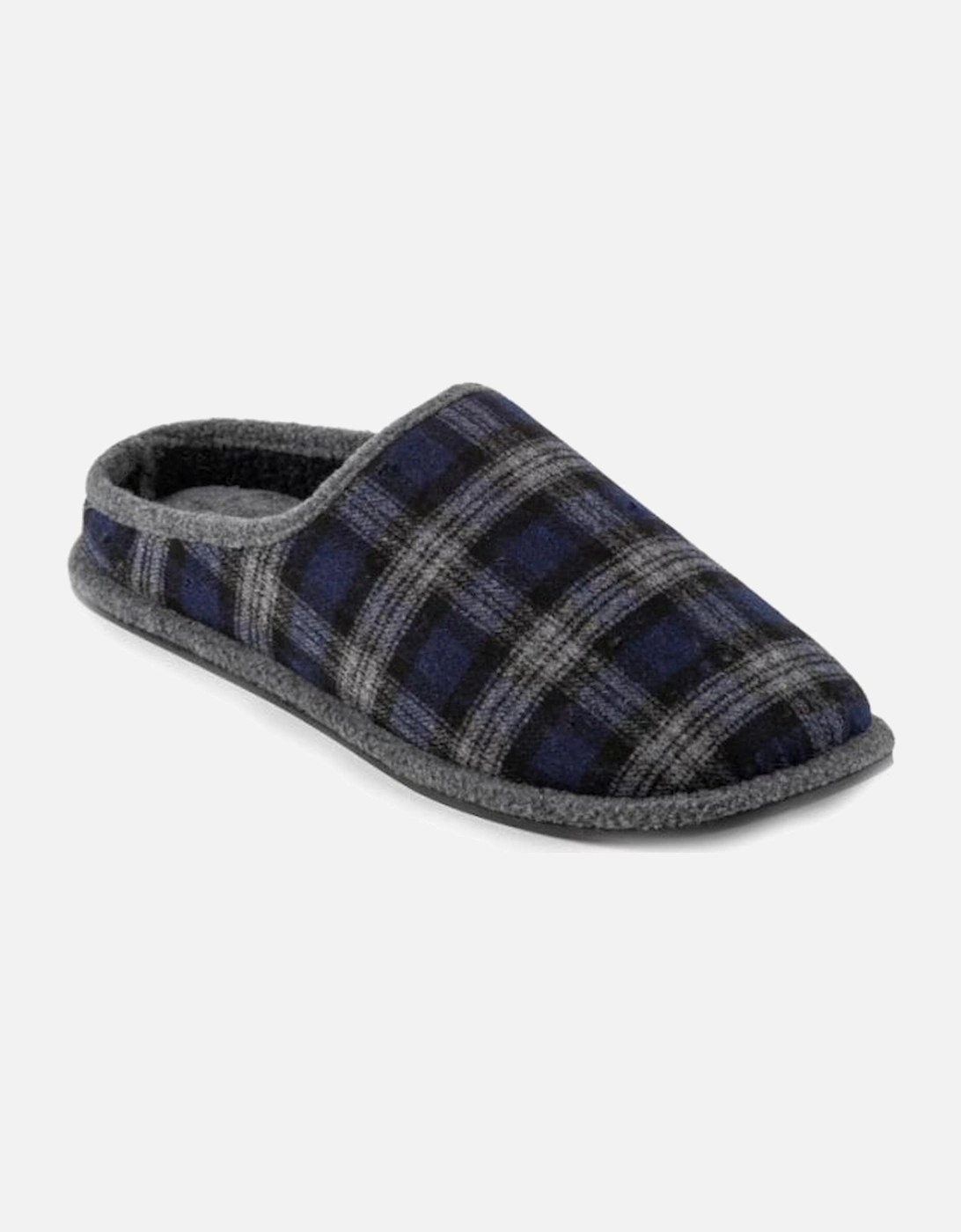 Isotoner WOOL CHECK Mens Mule Slippers Grey