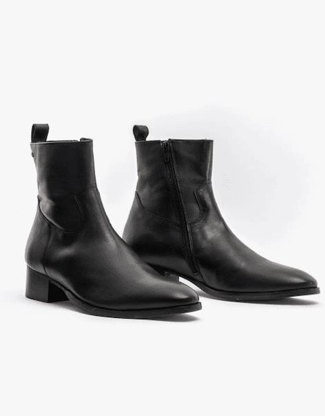 VALENTE Mens Leather Cuban Heel Boots Black