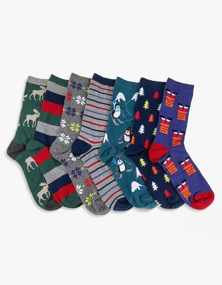 7 DAYS OF THE WEEK Mens Cotton Blend Socks Set Multi