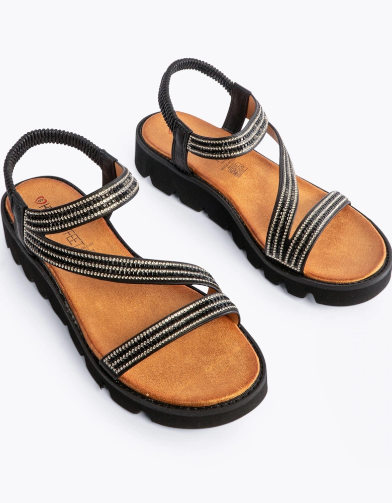 FRESCO Womens Sandals Black