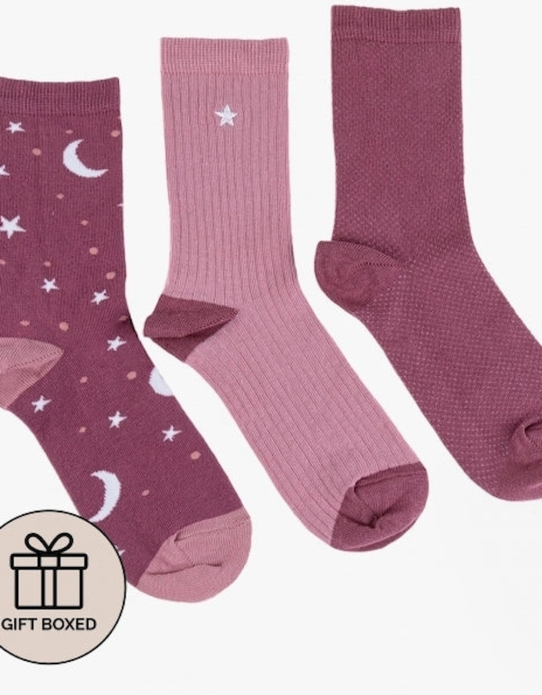 ANKLE Womens Cotton Blend 3 Pack Socks Star Multi:, 6 of 5