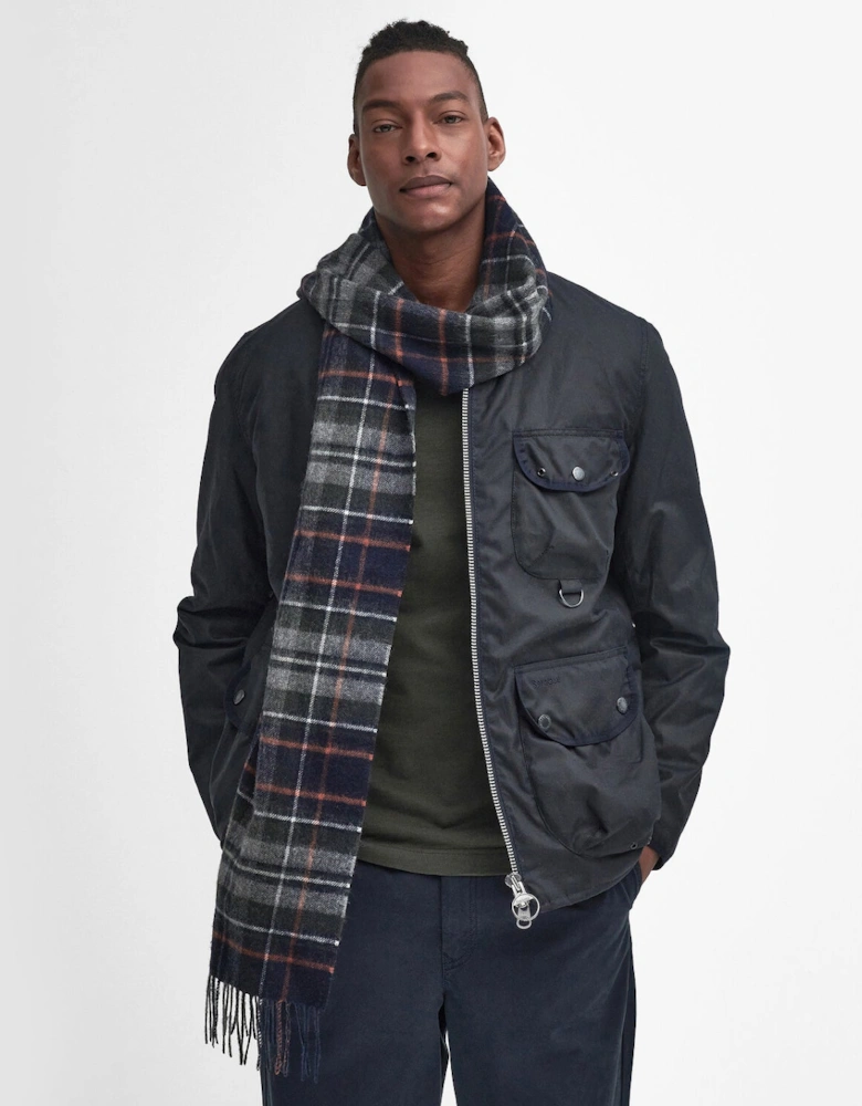 NEW CHECK Unisex Adults Tartan Scarf Navy/Dark Ginger