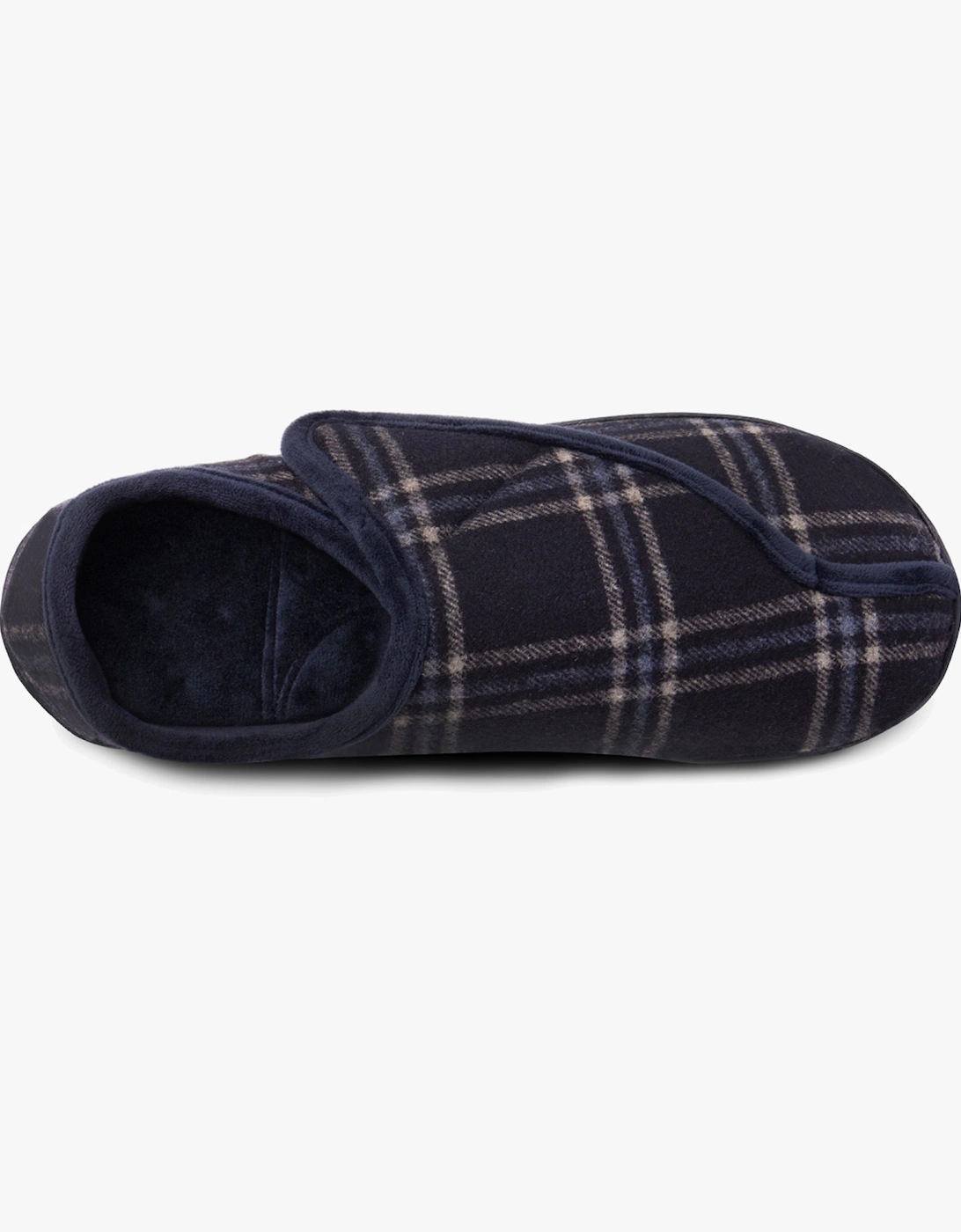 Isotoner VELOUR CLOSED BACK Mens Slippers Navy Check