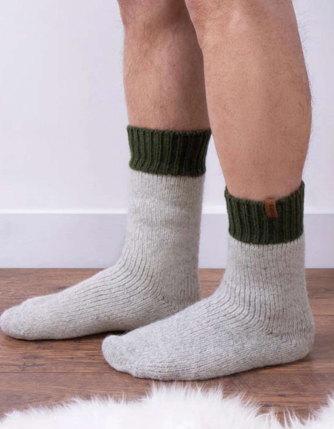 Chunky Thermal Wool Blend Mens Socks Grey Multi