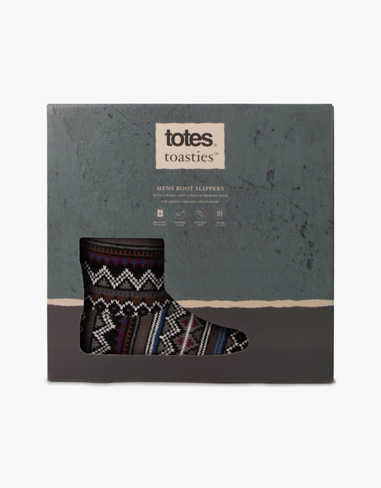 Toasties FAIR ISLE BOOT Slippers Mens Multi