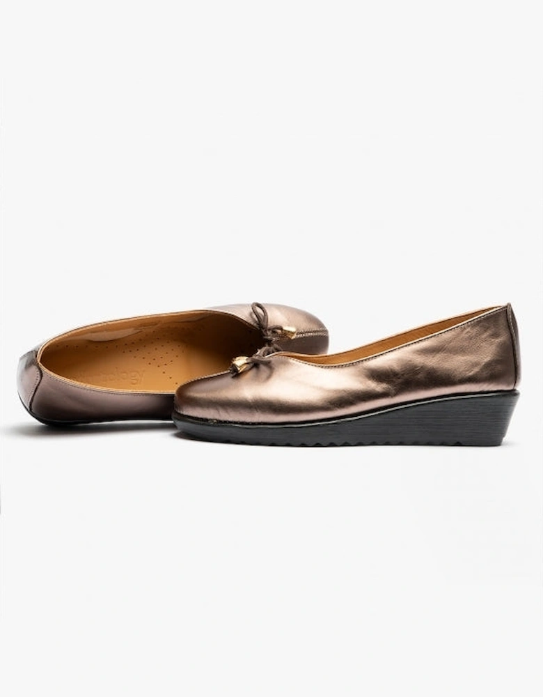 DIONE Womens Leather Ballerina Shoes Bronze