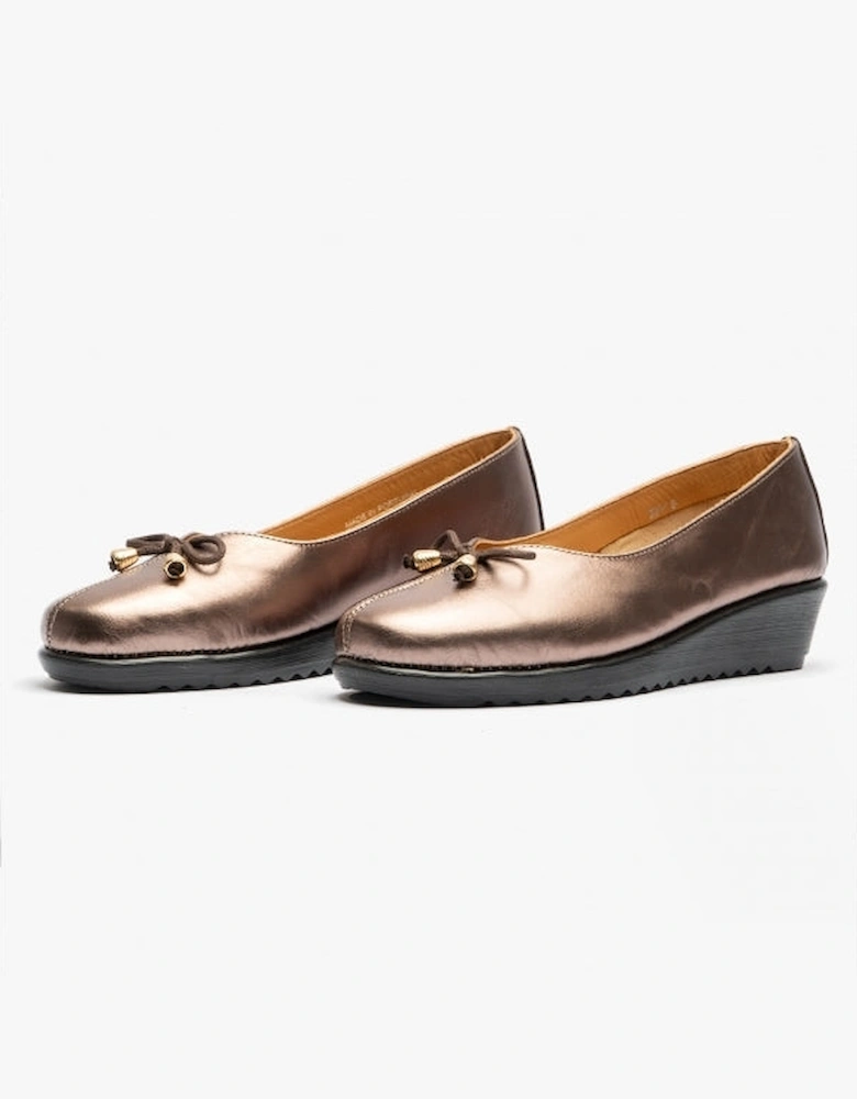 DIONE Womens Leather Ballerina Shoes Bronze