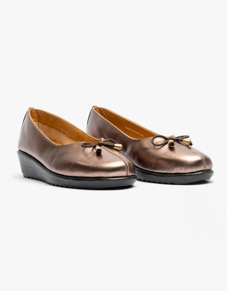 DIONE Womens Leather Ballerina Shoes Bronze