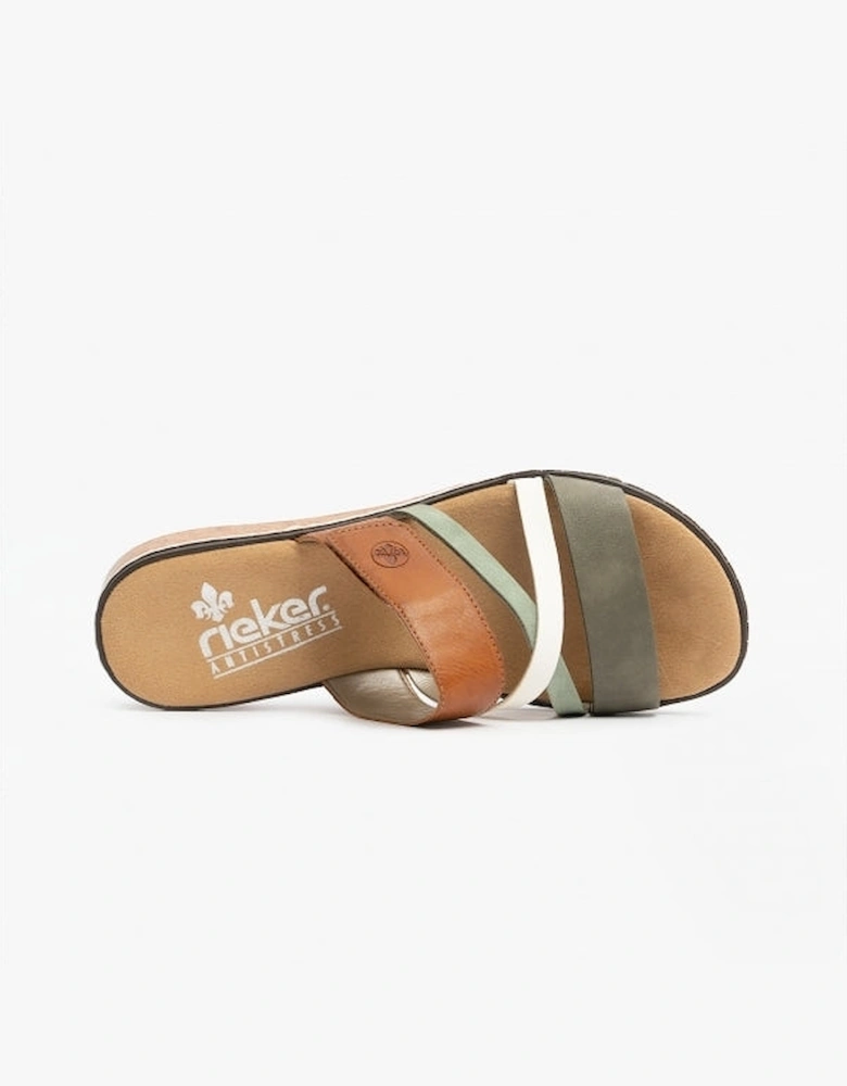 V3652-91 Womens Sandals Green/Tan/White