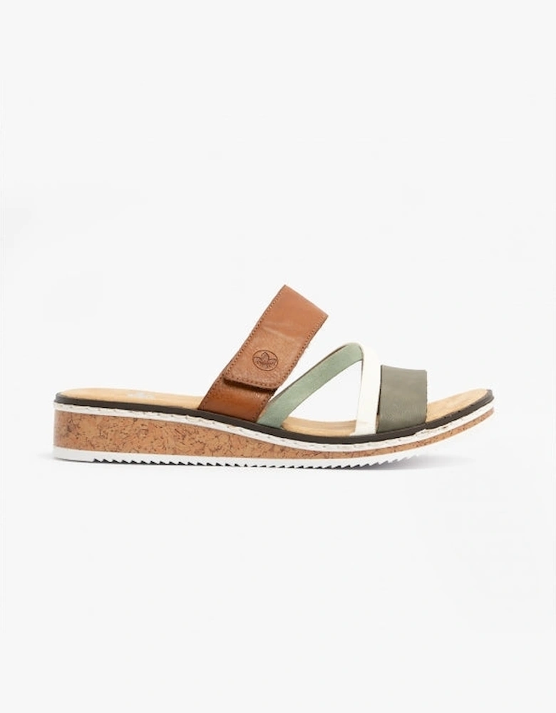 V3652-91 Womens Sandals Green/Tan/White