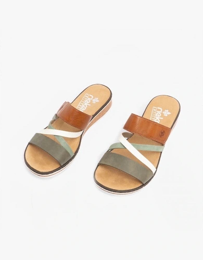 V3652-91 Womens Sandals Green/Tan/White